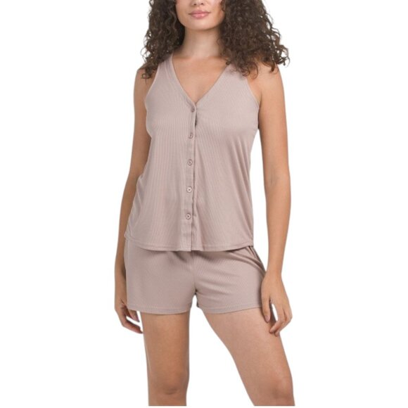 Nicole Miller Other - NICOLE MILLER 2pc Ribbed Button Front Tank And Shorts Set